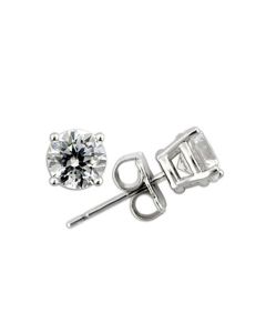 JCE172 Rhodium 925 Sterling Silver Earrings with AAA Grade CZ in Clear