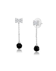 JCE1300 Rhodium Brass Earrings with AAA Grade CZ in Clear