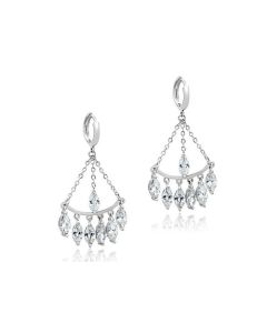 AAA Grade CZ, Achromatic, All Earrings, April Birthstone, Black And White Color, Brass, Charm, Christmas, Clear, Dangle & Drop, Earrings, Galvanic Plating, Knots & Bows, Rhodium, Ships in 4-7 Days, Single-Tone, Synthetic