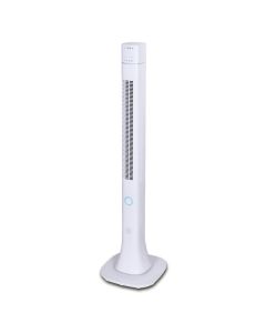 Optimus F-7585WH 48-Inch Pedestal Tower Fan with Remote, LED, and Bluetooth