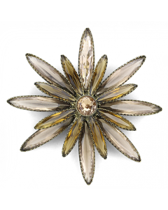 JCE4176 Antique Copper Brass Brooches with Synthetic Synthetic Glass in Champagne