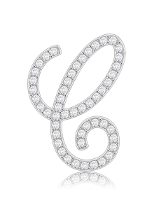  JCE685 Rhodium Brass Brooches with Top Grade Crystal in Clear