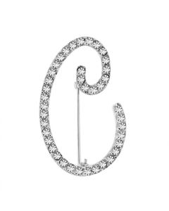 JCEA1361 Rhodium Brass Brooches with Top Grade Crystal in Clear