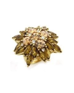 JCEAS1121 Gold 925 Sterling Silver Ring with AAA Grade CZ in Multi Color