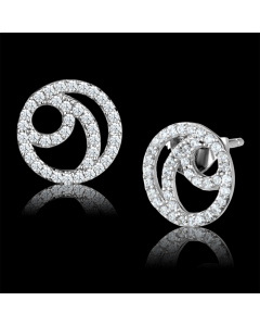 JCE511 Rhodium 925 Sterling Silver Earrings with AAA Grade CZ in Clear