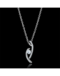 JCE515 Rhodium 925 Sterling Silver Necklace with AAA Grade CZ in Clear
