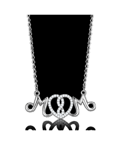 JCE571 Rhodium 925 Sterling Silver Necklace with AAA Grade CZ in Clear