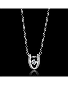 JCE572 Rhodium 925 Sterling Silver Necklace with AAA Grade CZ in Clear