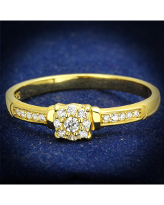 JCE597 Gold 925 Sterling Silver Ring with AAA Grade CZ in Clear