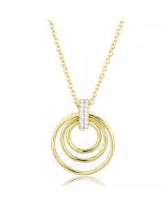 JCE601 Gold 925 Sterling Silver Necklace with AAA Grade CZ in Clear
