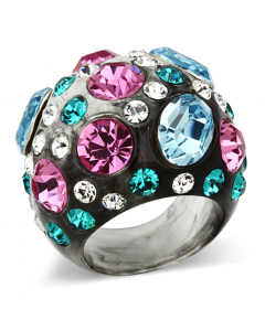 JCE103 Resin Ring with Top Grade Crystal in Multi Color