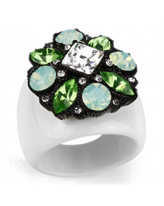 JCE105 IP Black(Ion Plating) Brass Ring with Top Grade Crystal in Clear