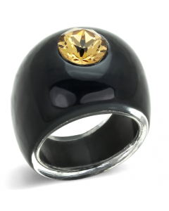 JCE115 Resin Ring with Top Grade Crystal in Light Smoked