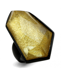 JCE117 IP Black(Ion Plating) Stainless Steel Ring with Synthetic Synthetic Stone in Citrine Yellow